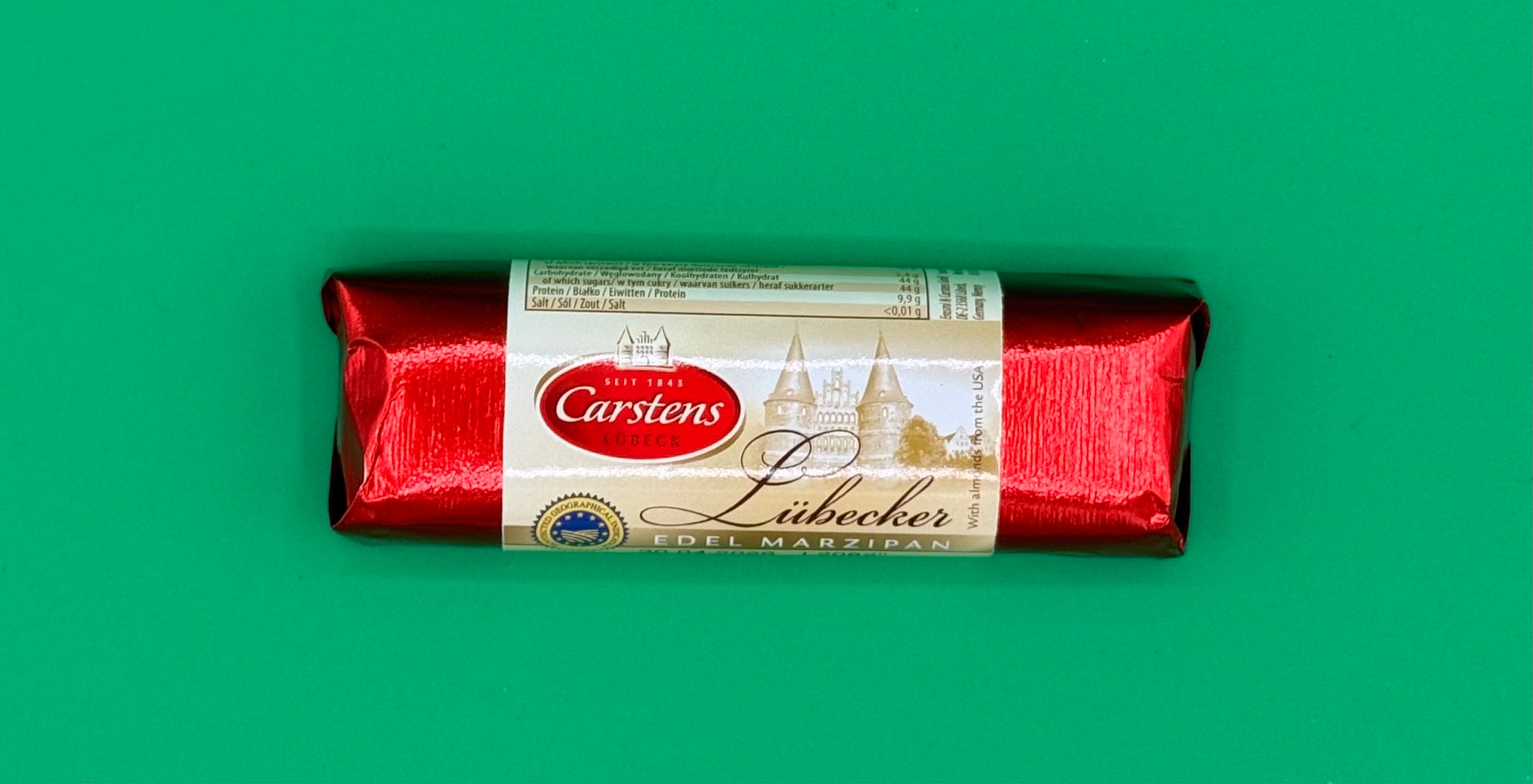 Carstens Chocolate Covered Marzipan Bar 4.4oz
