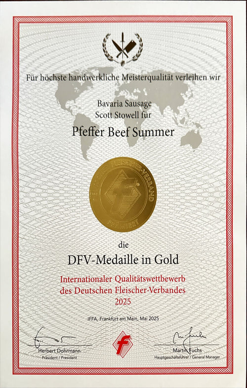 "Pfefferwurst" Beef Summer Sausage with Peppers - 1lb Sliced