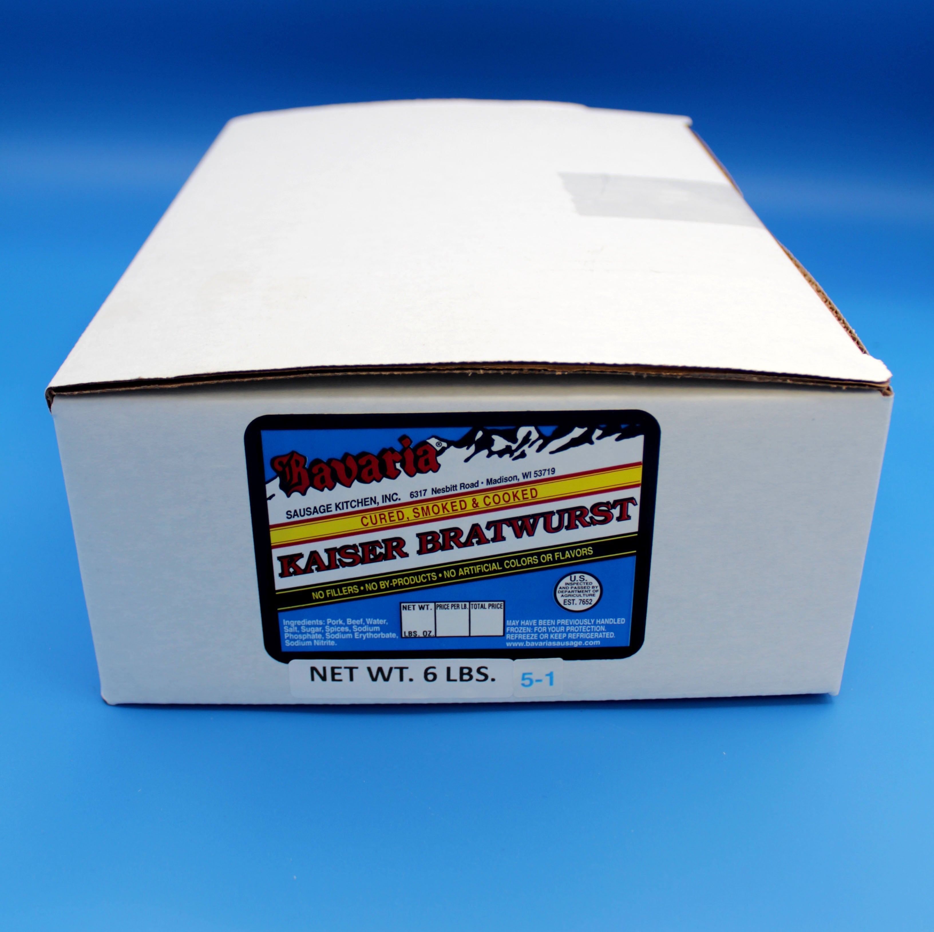 Bavaria's Kaiser Bratwurst 6lb box