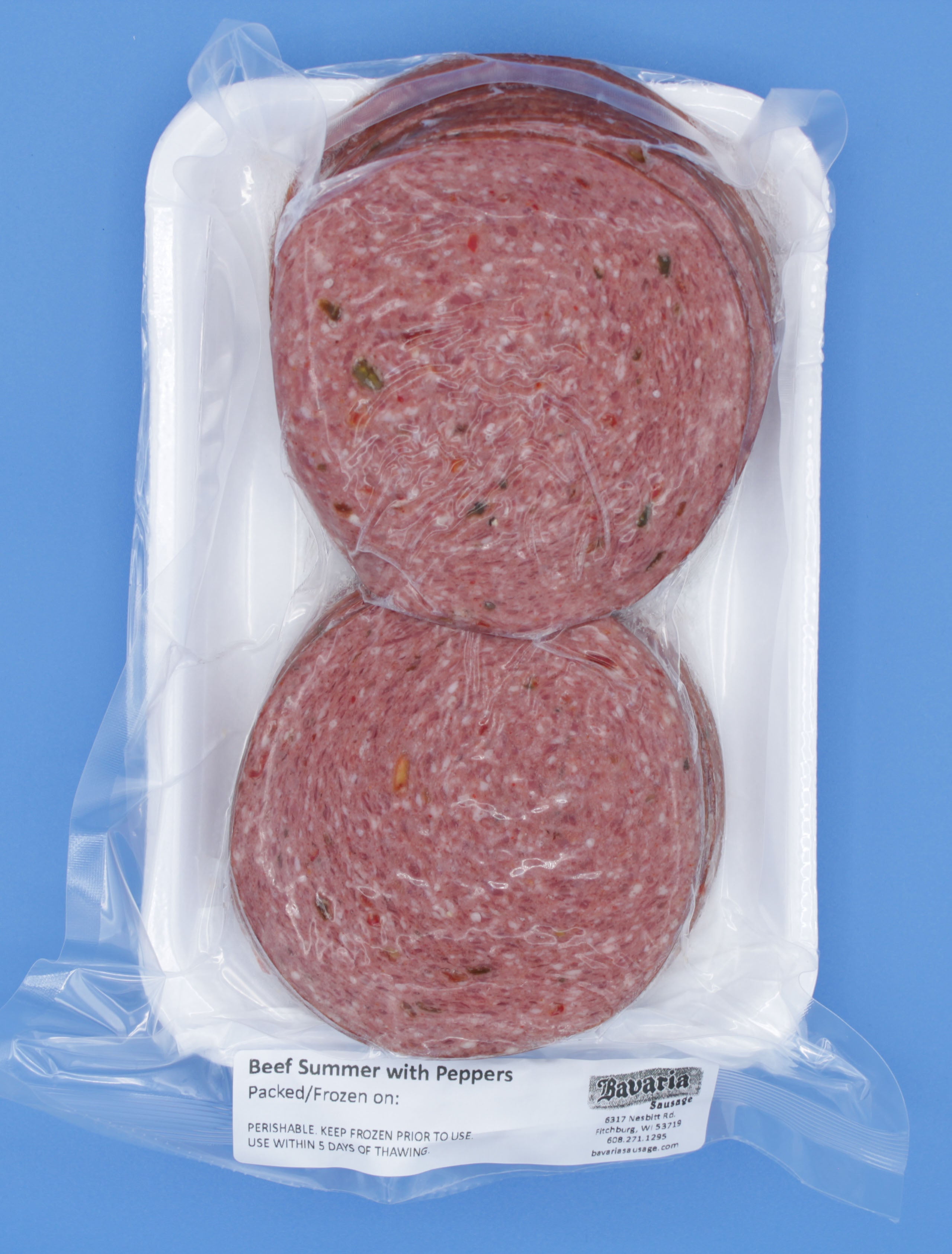 "Pfefferwurst" Beef Summer Sausage with Peppers - 1lb Sliced